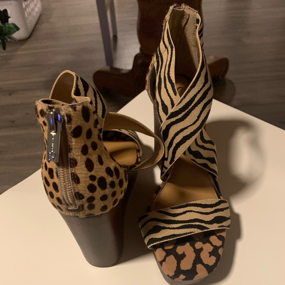 Jessica Simpson animal print wedge sandals